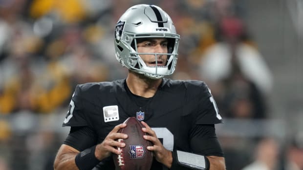 Raiders quarterback Jimmy Garoppolo has five touchdowns and six interceptions to start the 2023 season.